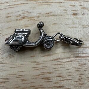 Brighton Vintage‎ Style Silver Plated Scooter Moped Charm with Two Crystals